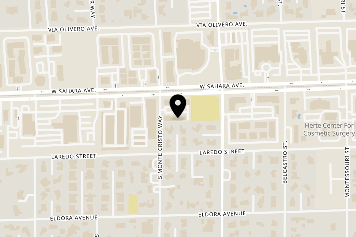Map showing the location of Casa Mia on 7365 W Sahara Ave in Las Vegas